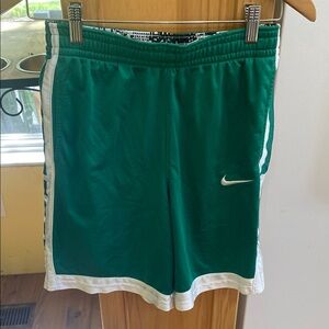 Green Athletic Shorts with White Trim